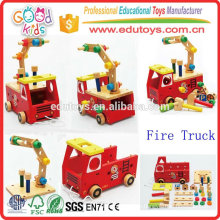 2015 Neue Kinder Spielzeug Holz Feuer LKW, Lovely Design Kinder spielen Feuer LKW Spielzeug